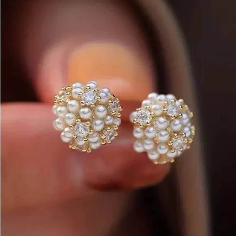 Pearl Cluster Stud Earrings (7121)